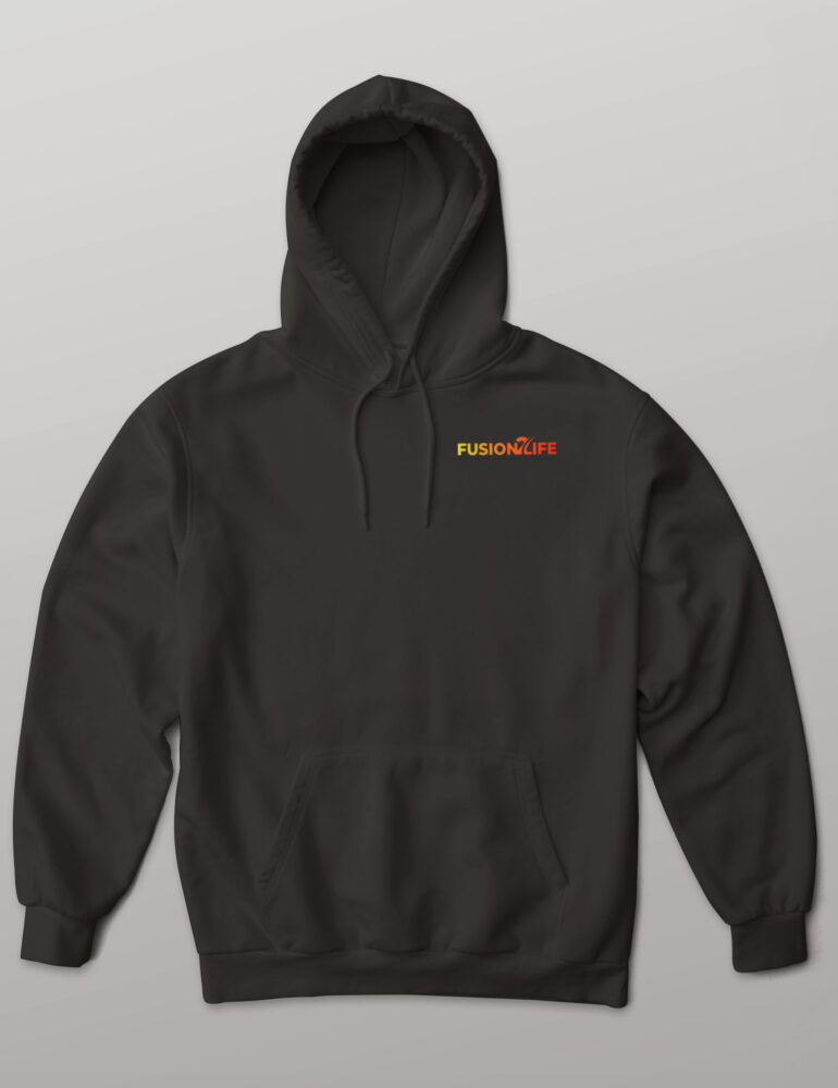 Hoodie unisex mit Brustlogo und Rückendruck