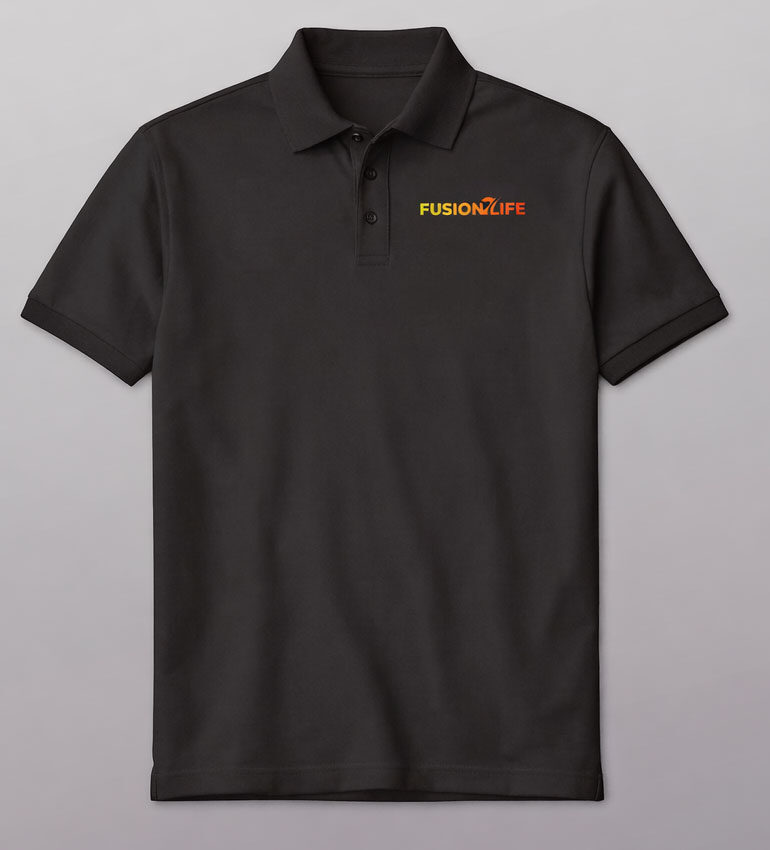 Polo-Shirt unisex mit Brustlogo und Rückendruck